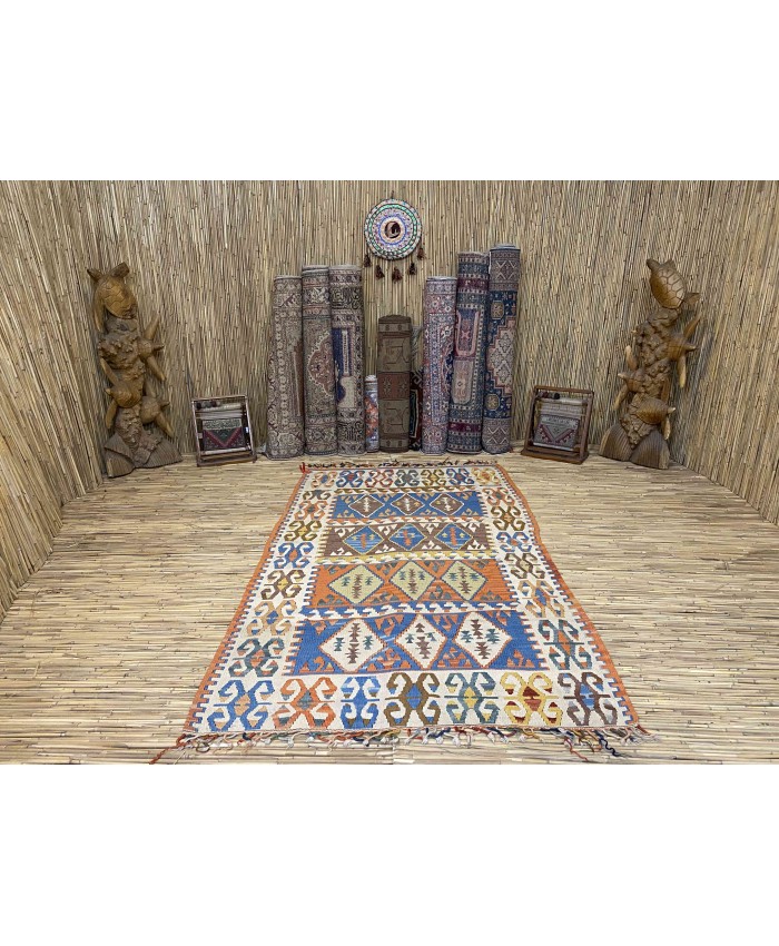 Handmade Turkish Kayseri Nomadic Original  Wool on Wool Kilim – FREE SHIPPING..!